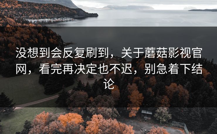没想到会反复刷到，关于蘑菇影视官网，看完再决定也不迟，别急着下结论