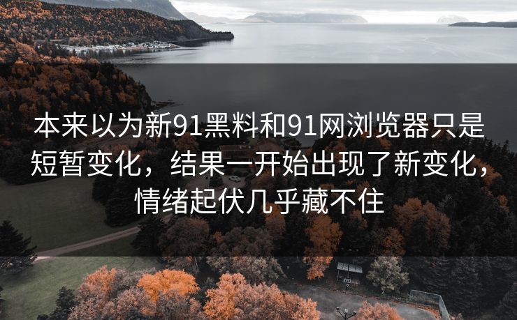 本来以为新91黑料和91网浏览器只是短暂变化，结果一开始出现了新变化，情绪起伏几乎藏不住